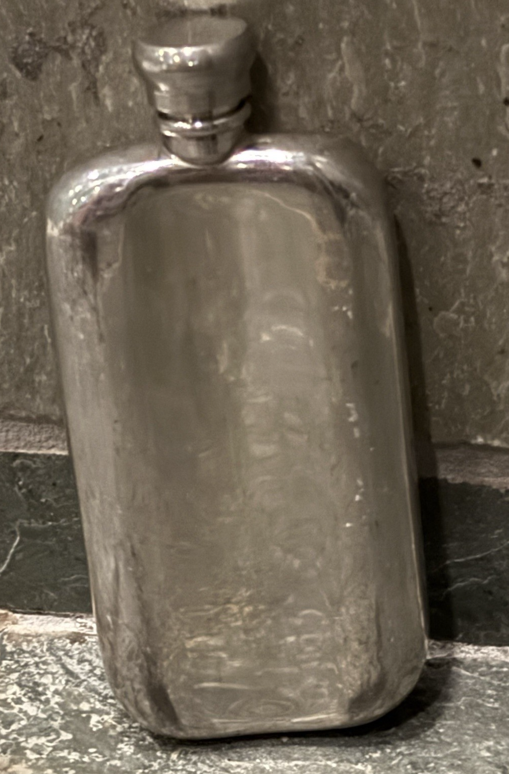 Vtg Bowmore Islay Scotch Whisky Kidney Shaped Hip Flask STAINLESS STEEL 3.4 oz