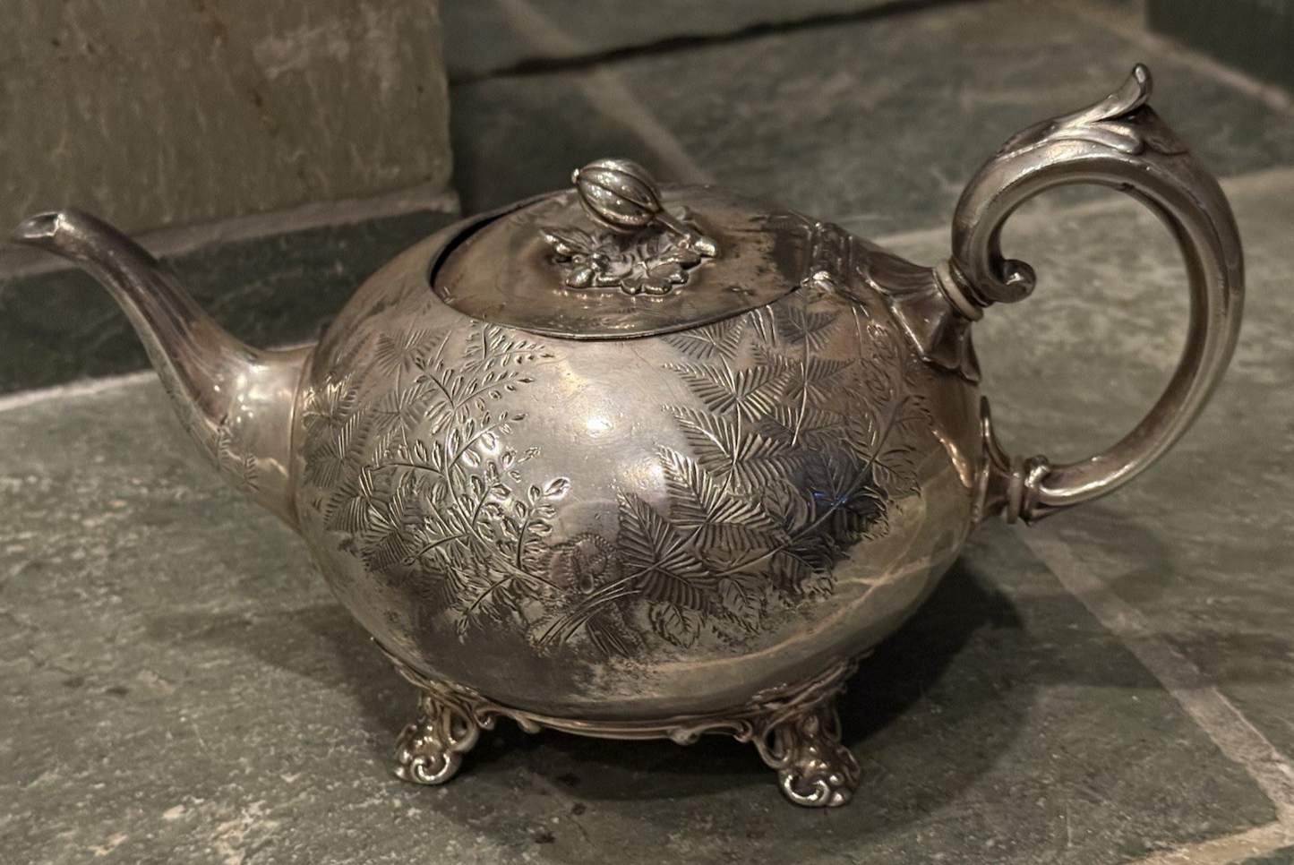 ANTIQUE Victorian James Dixon & Sons Sheffield Silver Plate EPBM Teapot Ornate