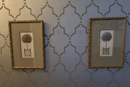 Vintage French Botanical Wall Art Set of 2: Orange & Apple Tree in Gold Frames