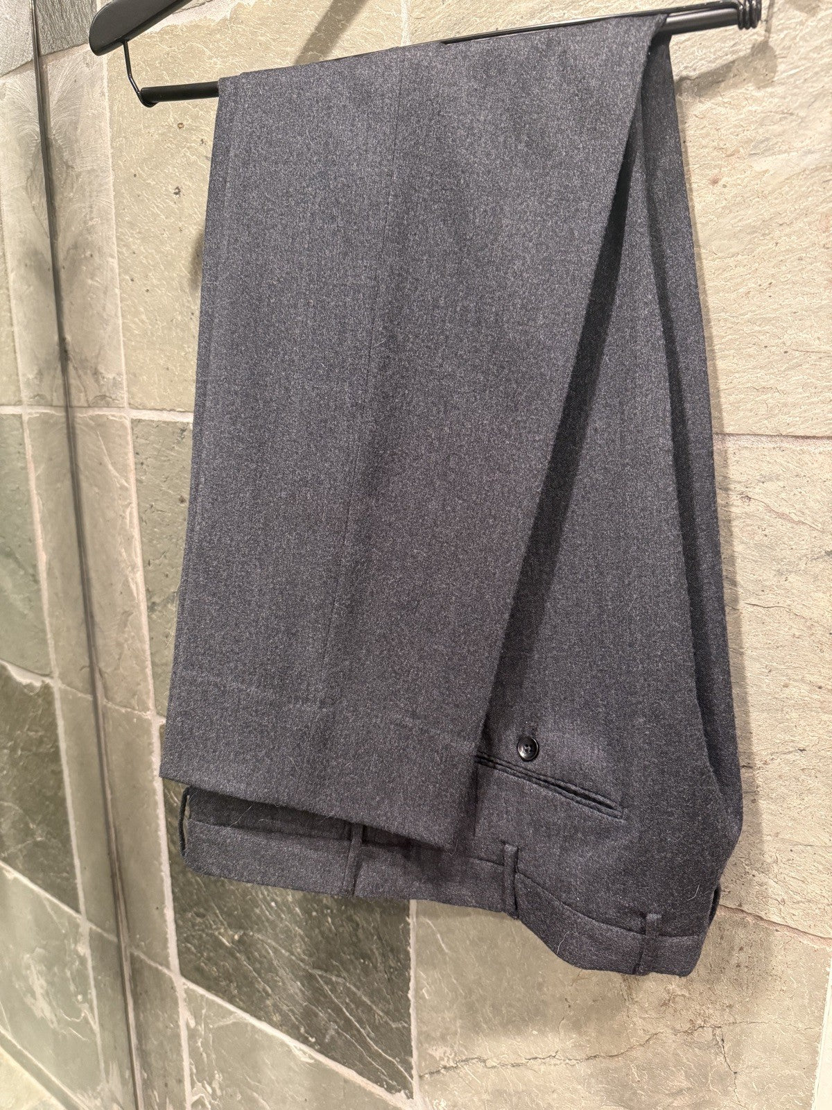 INCOTEX Slowear Men's 52 Wool Regular Fit Dress Pants Trousers Dark Gray