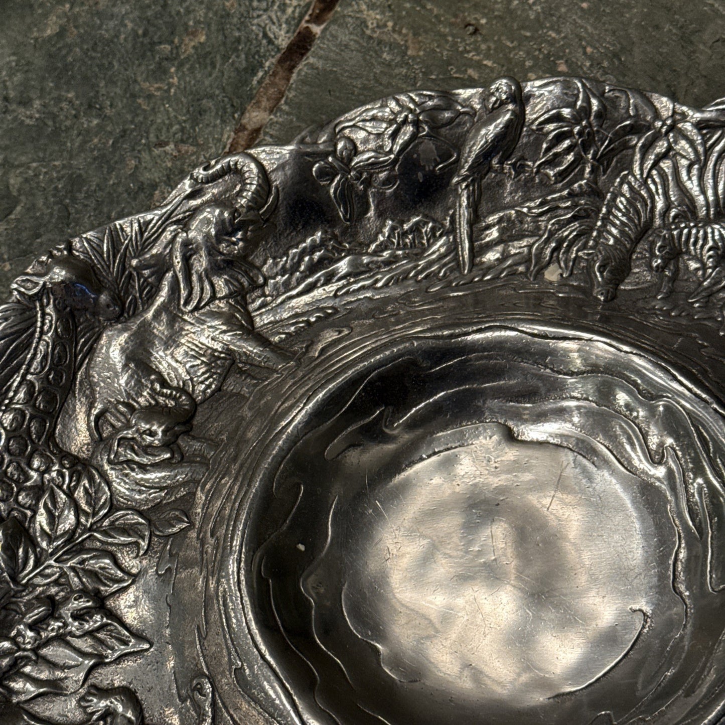 Vintage Arthur Court 1996 Aluminum Safari Chip Dip Bowl Platter