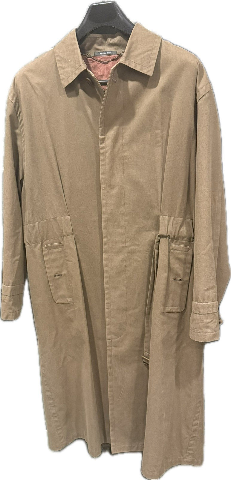 Vtg Missoni Uomo Khaki Trench Coat Jacket Belted 100% Cotton Large Italy