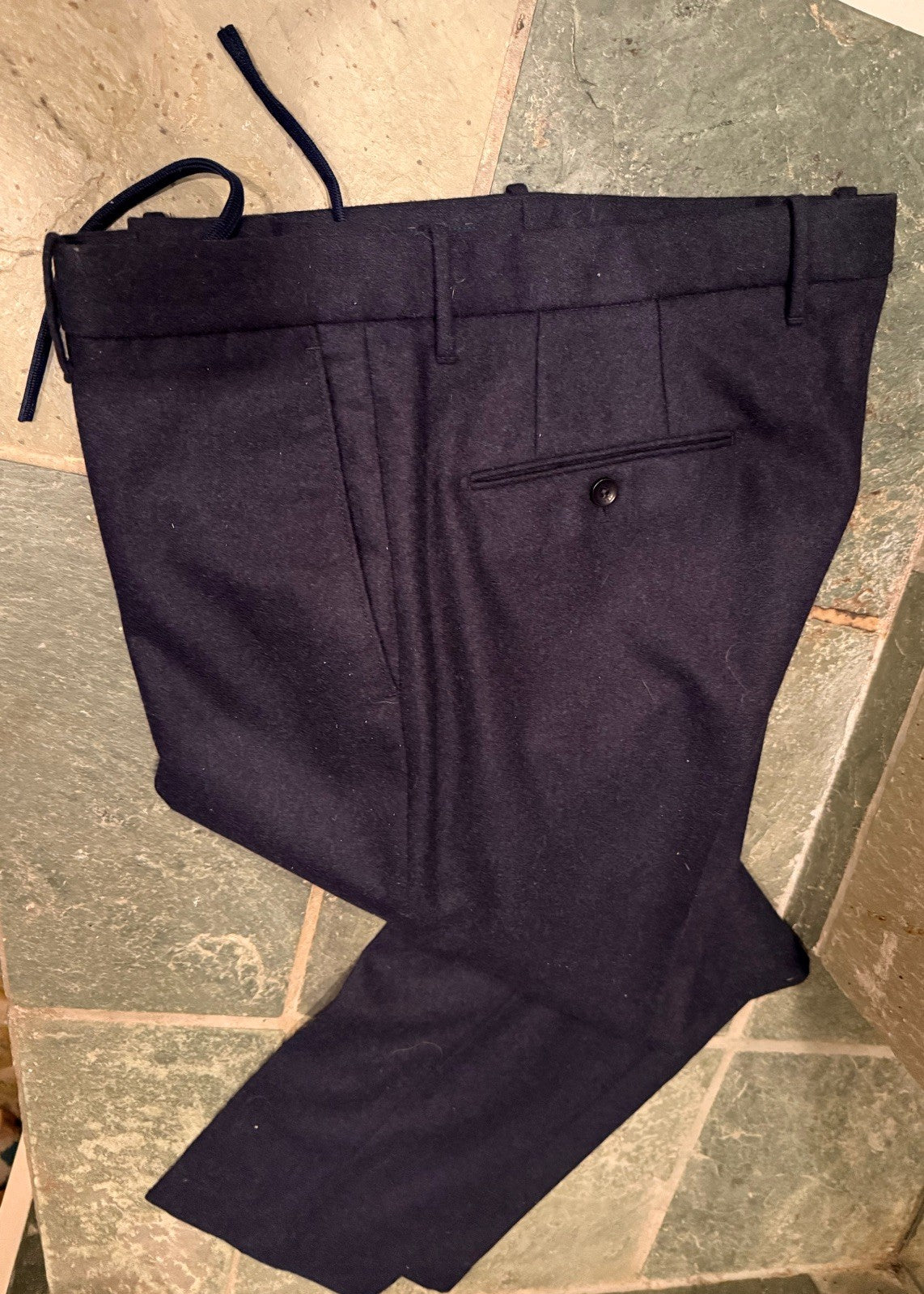 INCOTEX Slowear Drawstring Trousers Men's Size 50 Dark Blue Wool  Super 100's