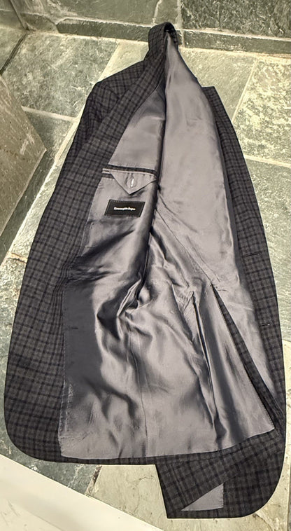 Ermenegildo Zegna 48R Grey Check 100% Wool Sport Coat Jacket Blazer Pre-Owned