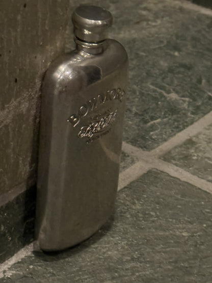 Vtg Bowmore Islay Scotch Whisky Kidney Shaped Hip Flask STAINLESS STEEL 3.4 oz