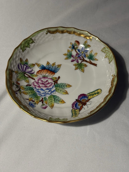 Herend 47621 Saucer Queen Victoria VBO Gold Butterfly Flower 5.25"