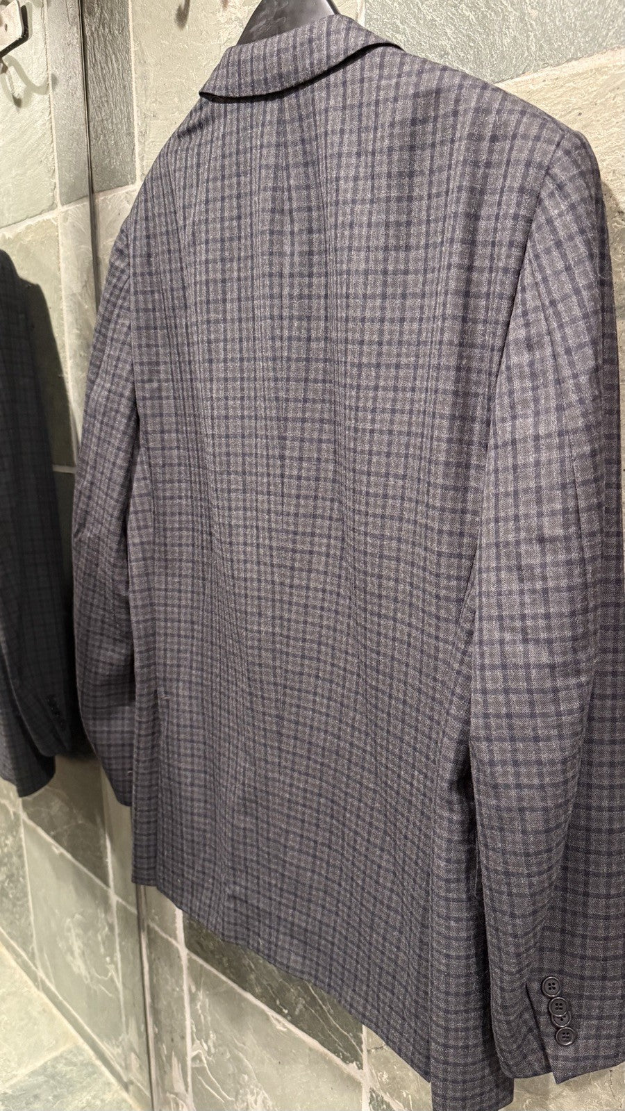 Ermenegildo Zegna 48R Grey Check 100% Wool Sport Coat Jacket Blazer Pre-Owned