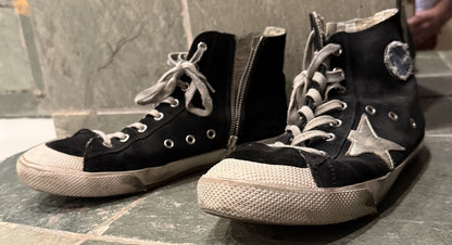 GOLDEN GOOSE Francy Black Suede High Top Sneakers 43 EU / 10 US Zipper