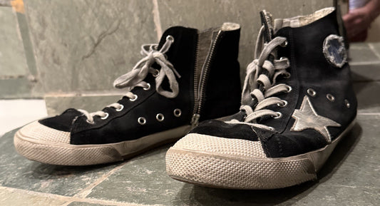 GOLDEN GOOSE Francy Black Suede High Top Sneakers 43 EU / 10 US Zipper