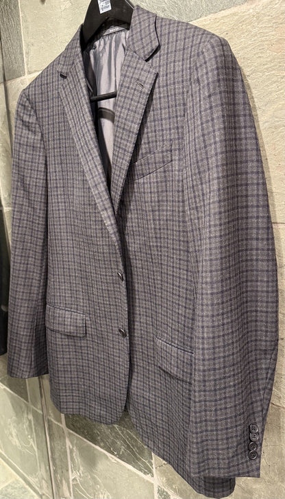 Ermenegildo Zegna 48R Grey Check 100% Wool Sport Coat Jacket Blazer Pre-Owned