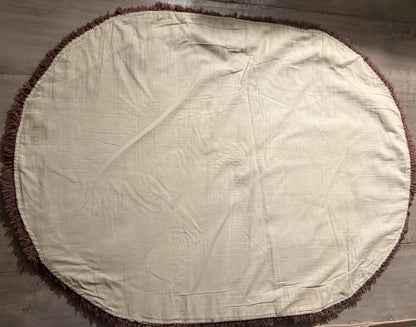 Vtg 1971 Handmade Hooked Rug | Approx. 27x37" Oval Floral Folk Art Accent Mat