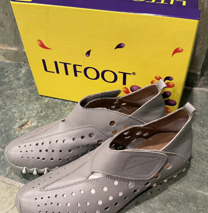 LITFOOT LF9010-3 Comfy Women's  Gray Leather Shoes Size 8 / 38  with box 