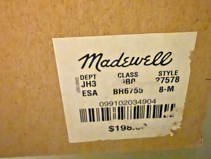 Madewell Womens English Saddle Leather Side Zip Bootie Size 8 Stacked Heels