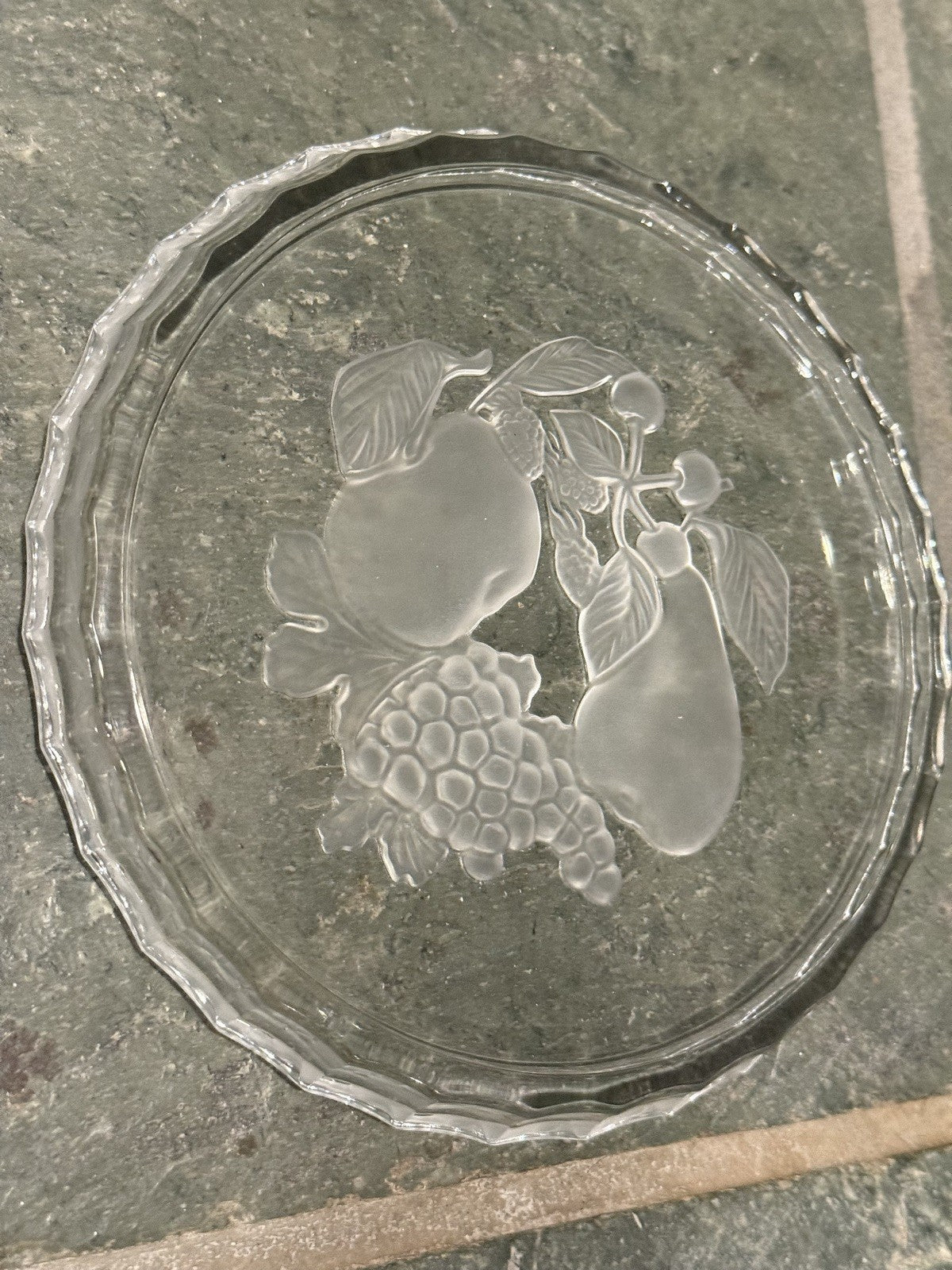 Val St Lambert Brussels Intaglio Crystal Coaster7 Pc Set  For 6 Glass + 1 Bottle