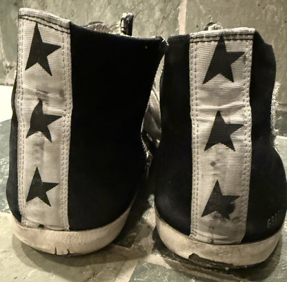 GOLDEN GOOSE Francy Black Suede High Top Sneakers 43 EU / 10 US Zipper
