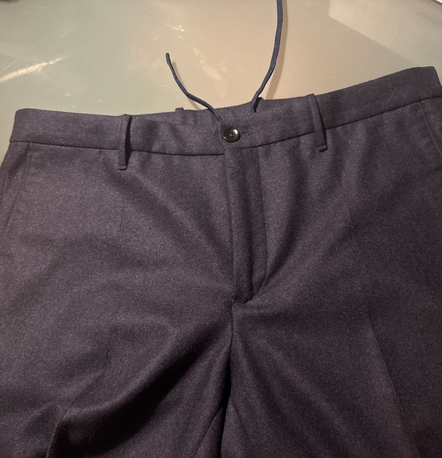 INCOTEX Slowear Drawstring Trousers Men's Size 50 Dark Blue Wool  Super 100's